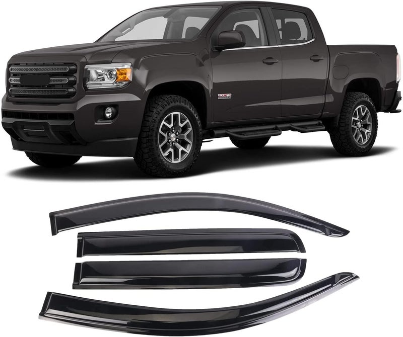 WONSABON Window Visors Rain Guards Deflector 4 Piece Set for 2015-2022 Chevrolet Chevy Colorado & GMC Canyon Crew Cab 94995 - Image 1